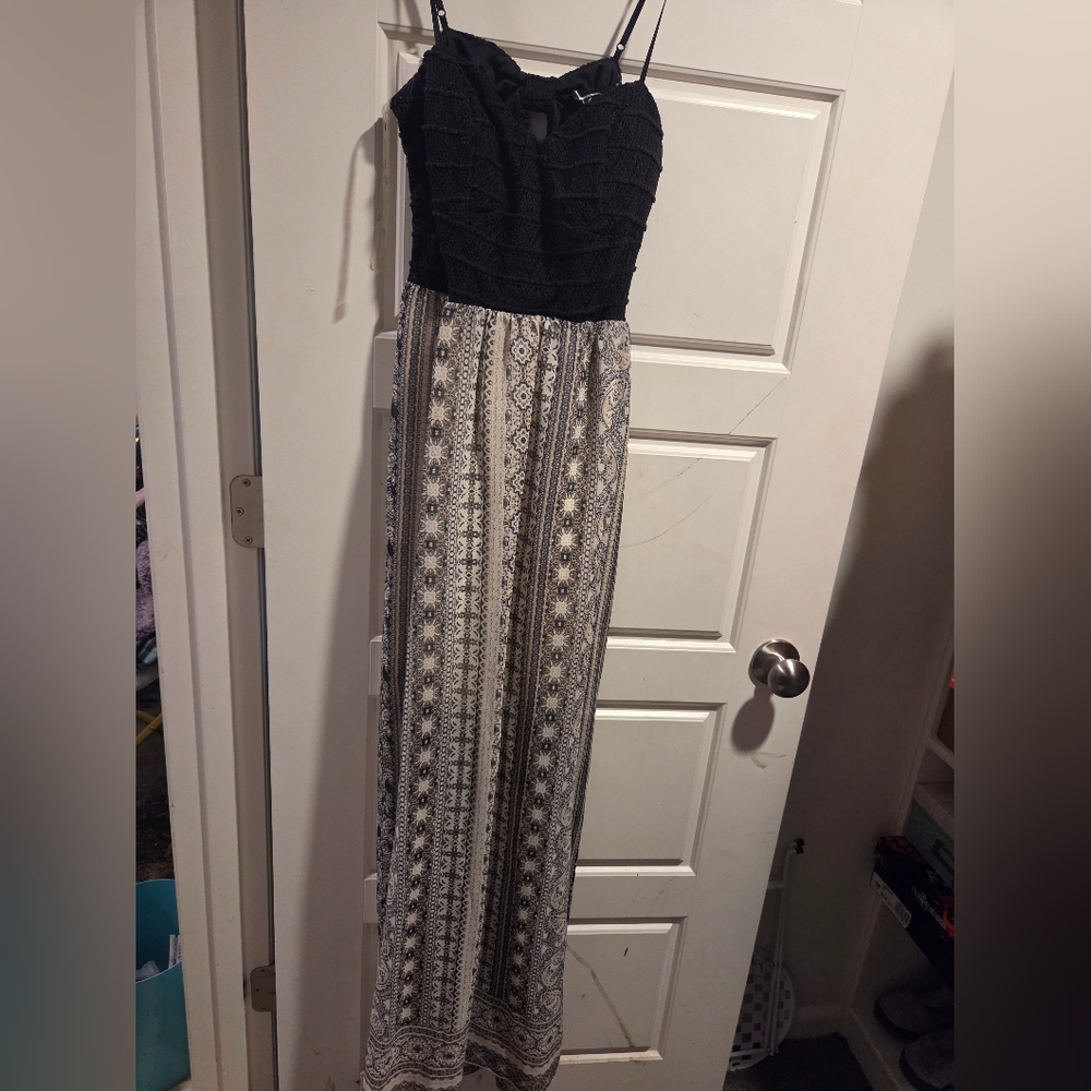 Black and White Patterned Maxi Dress